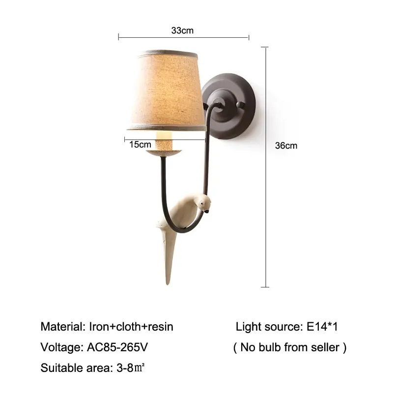 Imagem -02 - Americano e Francês Rural Antique Lâmpada de Parede Quarto Cabeceira Sala de Estar Sala de Jantar Corredor de Cozinha Decoração de Pássaro Luz de Parede