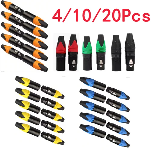 Imagen 1 del producto 4/10/20 piezas conectores XLR macho/hembra de 3 pines conector de soldadura de altavoz Terminal de Cable de micrófono de Audio 6 colores