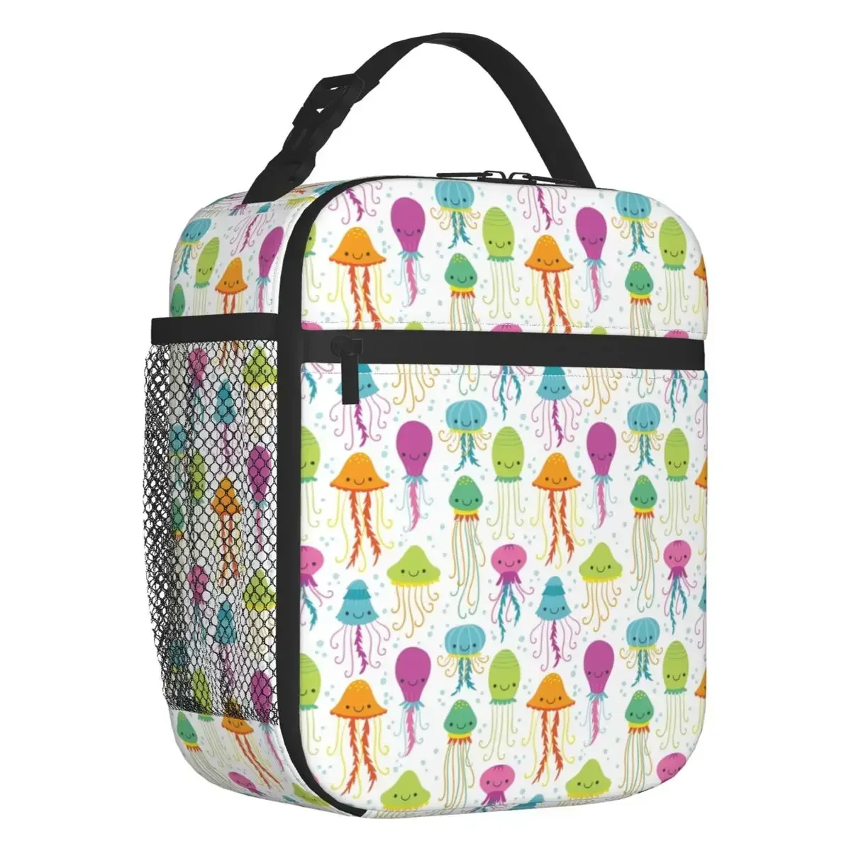 Cute Jellyfish Pattern Insulated Lunch Tote Bag for Women Portable Thermal Cooler Bento Box Outdoor Camping Travel