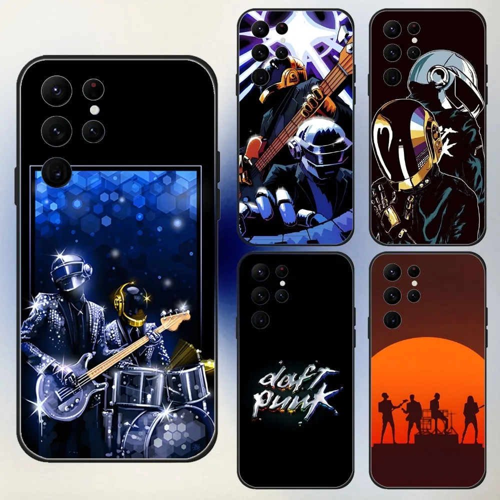 D-Daft Punk Band Phone Case For Samsung S24,23,22,30,21,10,9,Ultra,Plus,Lite,FE,5G Black Soft Case