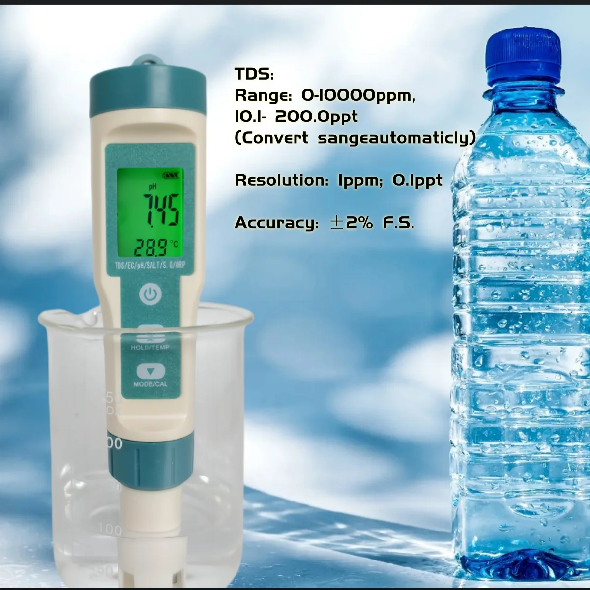 

Rapid Water Quality Testing Instruments Backlight Digital Display Aquarium water quality tester