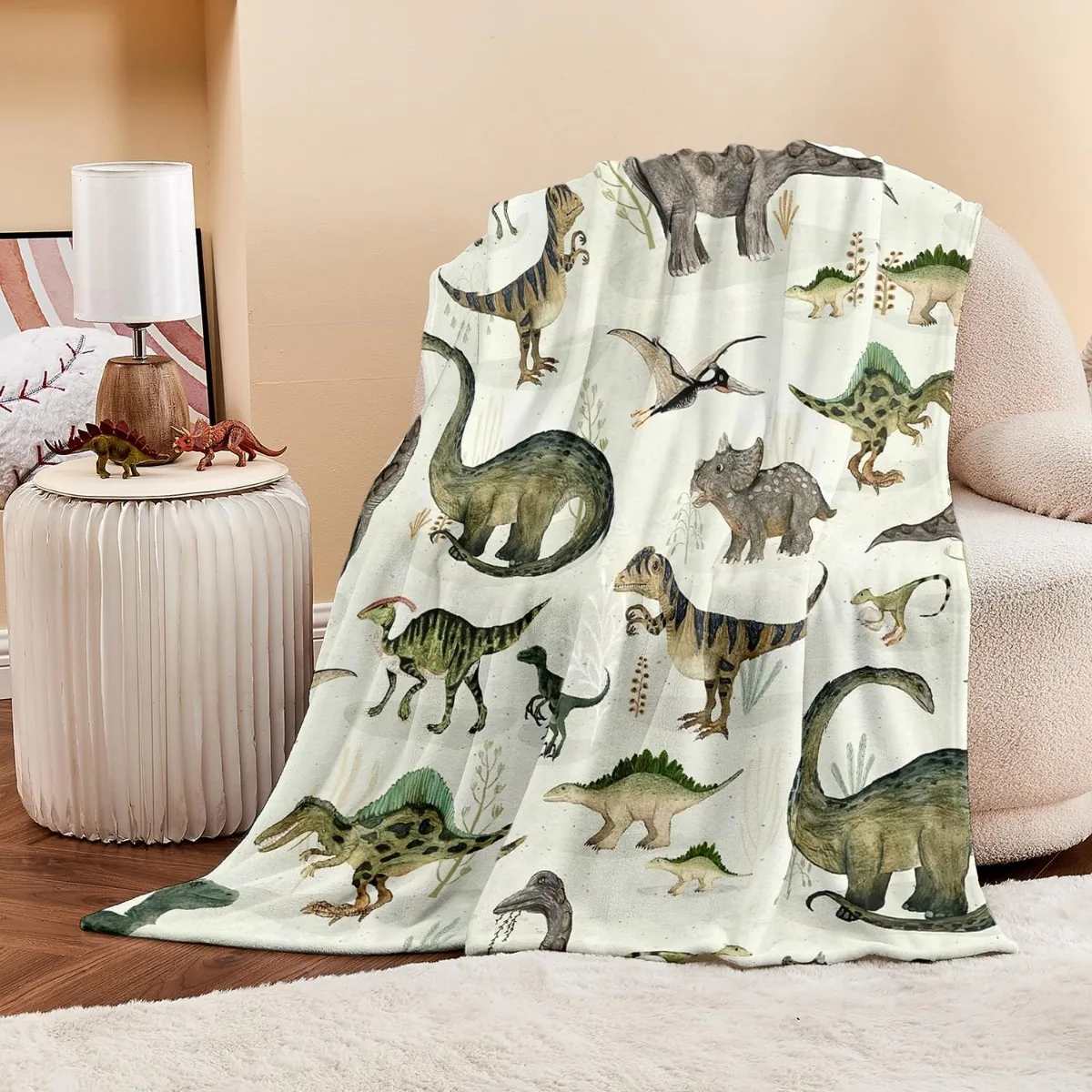 Dinosaur Blanket for Boys and Girls Soft Cozy Dinosaur Blanket for Kids Teens Cute Fleece Dinosaur Throw Blanket