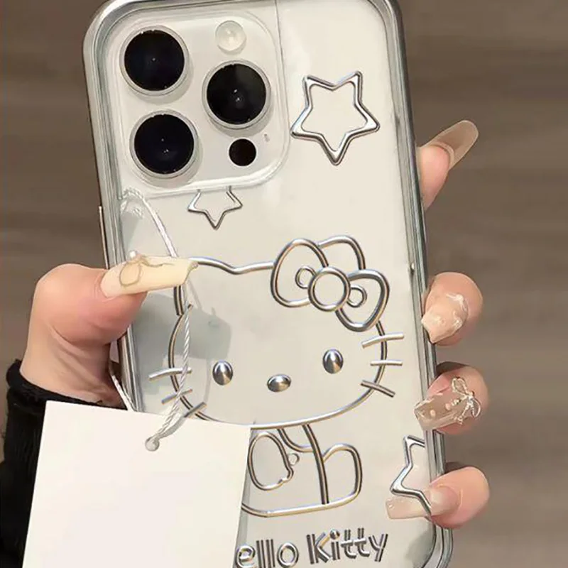 San Liou Hello Kitty Blade Frame Line Phone Case Suitable for Iphone 15 14 13 Pro Max 11 12 13 Promax Y2K Fall Protection Case