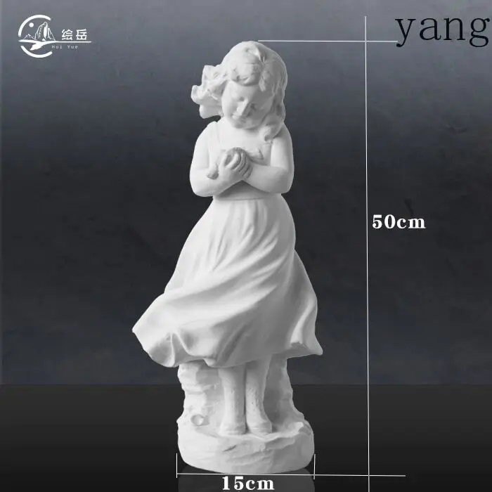YJQ Little Girl Holding a Dove, Plaster Statue, Art Teaching Aid, Plaster Head, Sculpture, Plaster Ornament