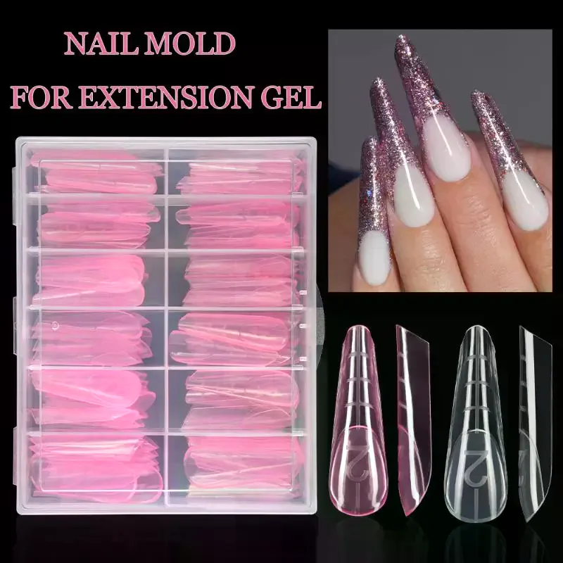 120 stücke Nagel Form Mit Kanten Skala Innen Acryl Falsche Nägel Tipps Schnelle Gebäude Gel Form Verlängerung Top Oberen Formen verlängerung