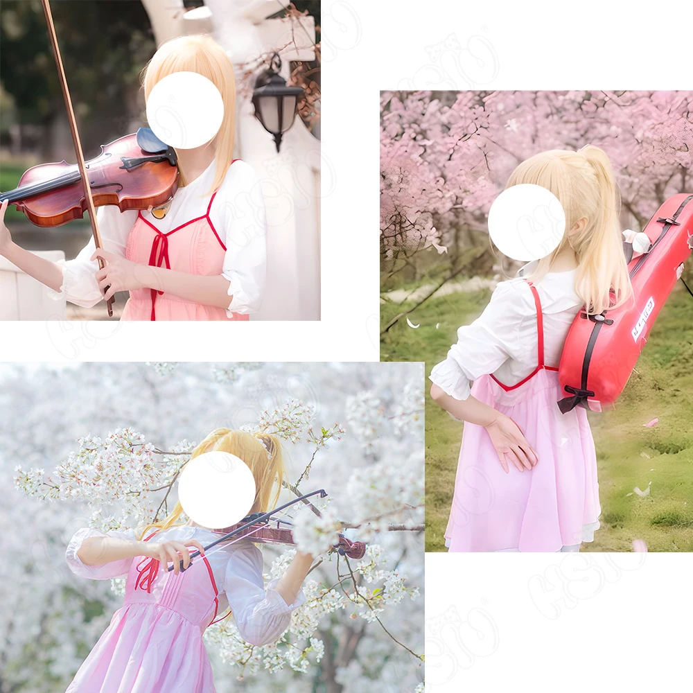 Odzież peruka do Cosplay Miyazono Kaori peruka z włókna syntetycznego Anime twój żart na prima aprilis Cosplay 「 HSIU 」 ciepły żółty kucyk długa