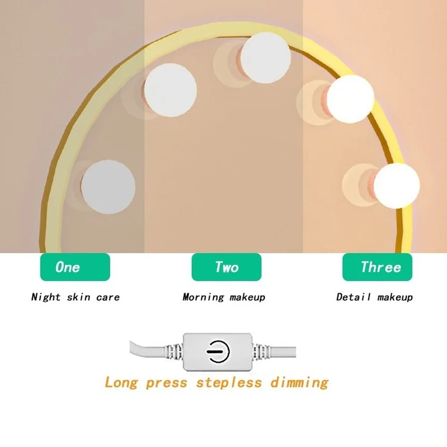 USB Professional Makeup Mirror Light Full Backlit Mirror USB Table Mirror with Light 2 6 10 14 Bulb portable Vanity Lights