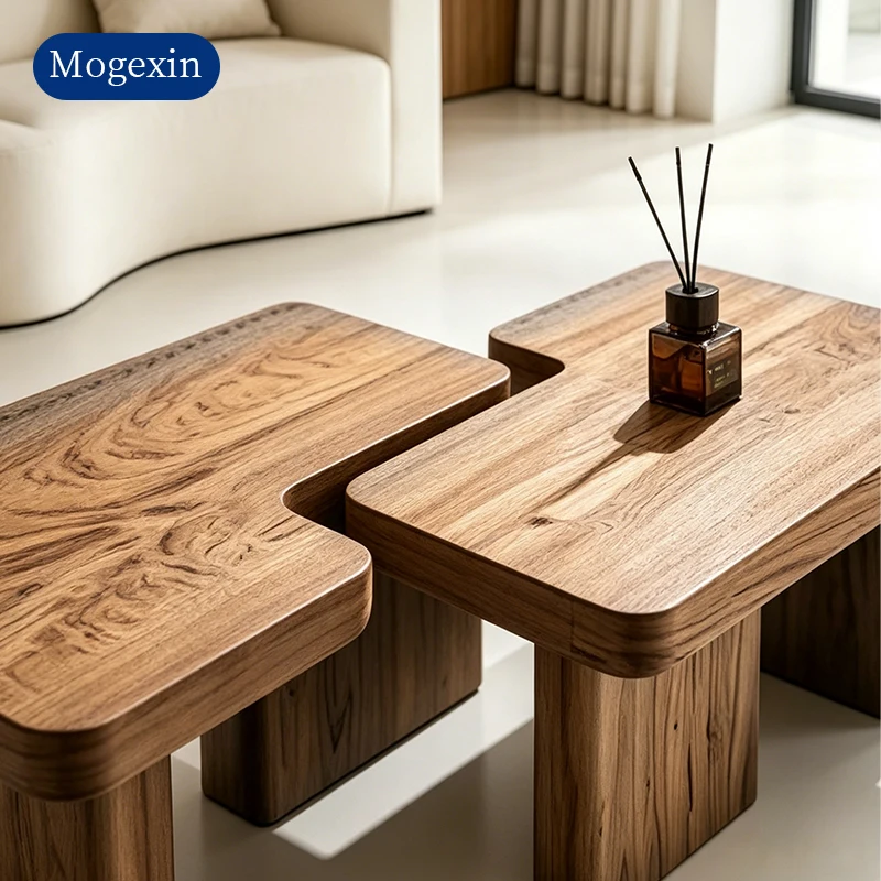 Modern Rectangular Solid Wood Eco-Friendly Durable Coffee Table Set Low Profile Modular Table For Living Room Apartment Pastoral