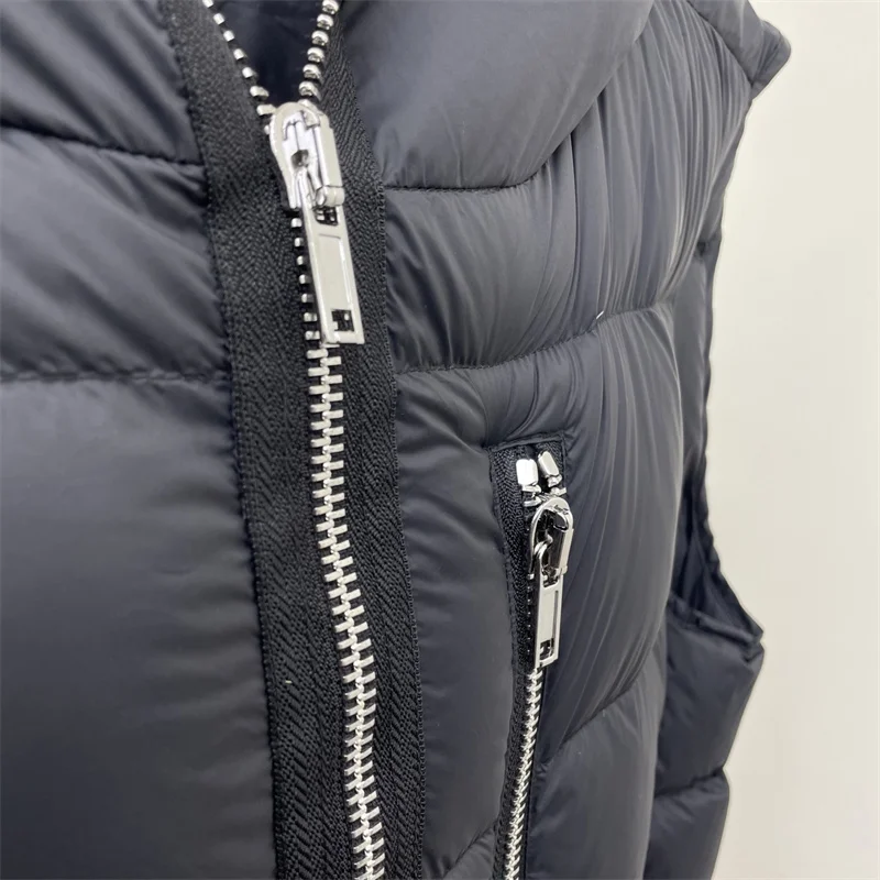 سترة نسائية جديدة غير متناظرة بسحاب أسفل سترة لفصل الشتاء 2025 90 بطة بيضاء أسفل شغل معاطف سترة منتفخة امرأة #6