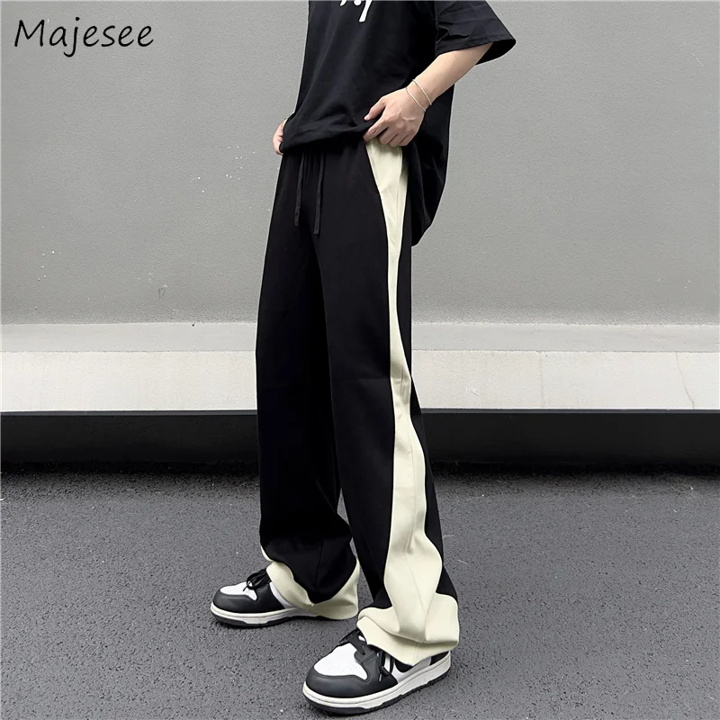 Sweatpants Men Baggy Leisure Korean Fashion Streetwear Sporty Side Stripe Pantalones Hip Hop  Chic Teens Summer Trousers