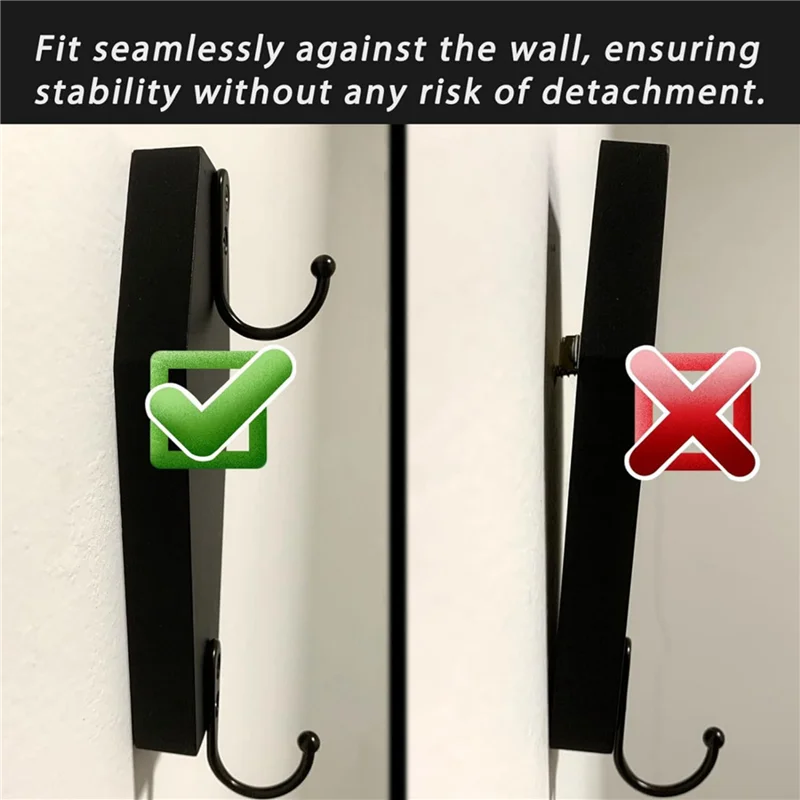 A43T 4X Halloweenowy Wieszak na Ścianę w Kształcie Trumny, Haczyk Ścienny na Klucze - Rustykalny Czarny Drewniany Wieszak A