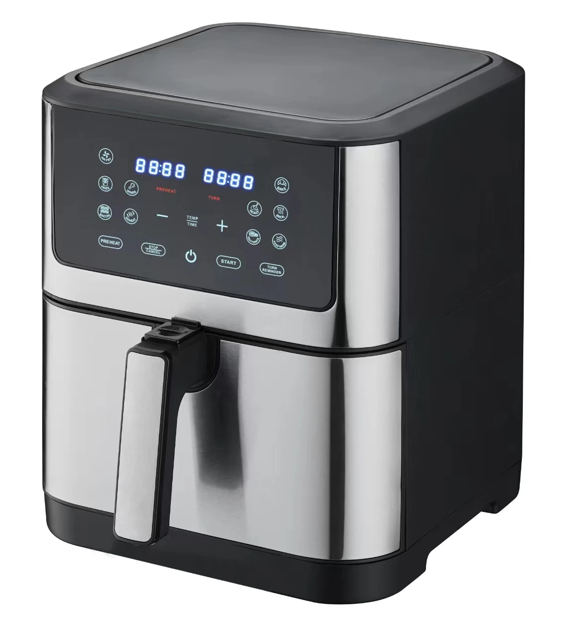 

High Quality White Potatoes Double Pot Air Fryer Factory Direct Electric Deep Frying Stainless Steel Housing Plastic Square