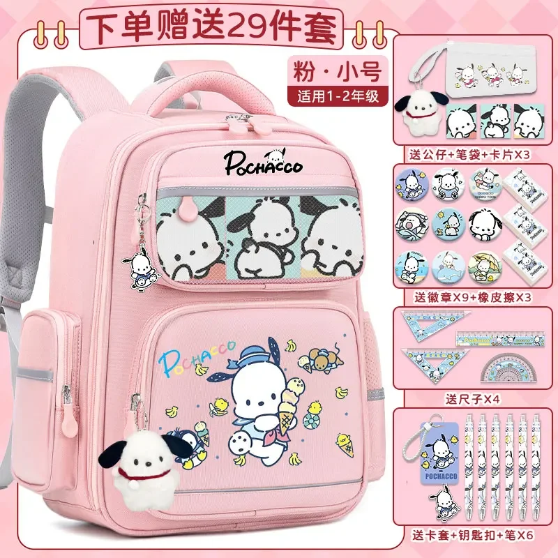 Sanrio mochila escolar para estudiantes, mochila impermeable con estampado de dibujos animados, resistente a las manchas, informal y ligera