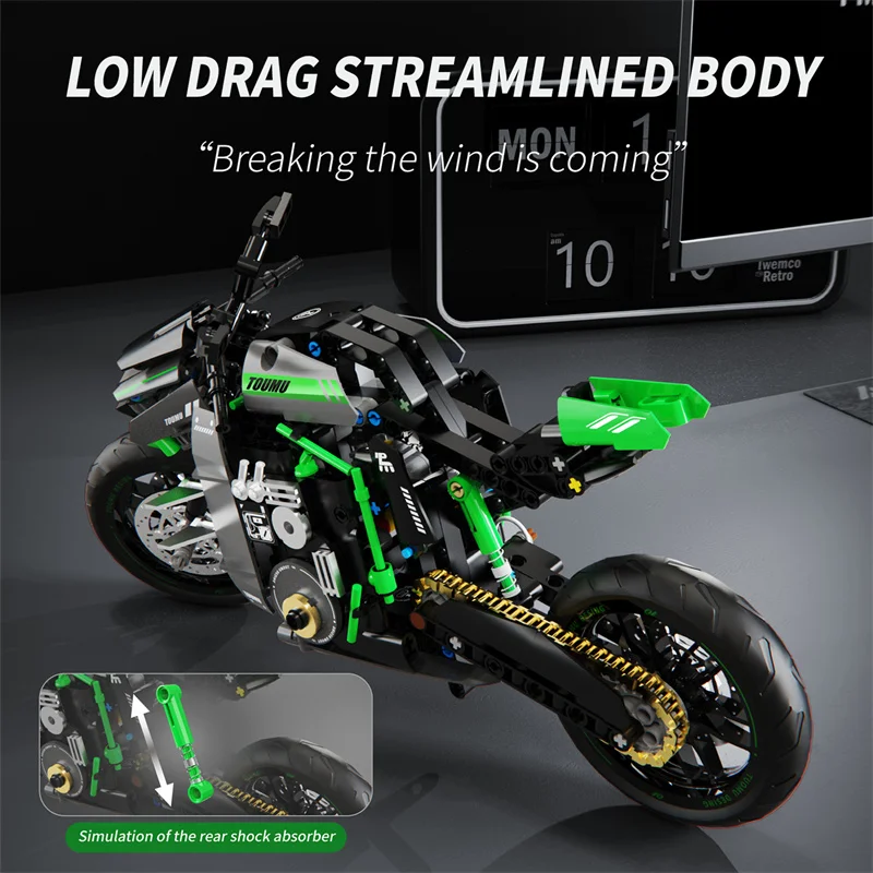 مجموعة مكعبات بناء تجميع قاطرة ثقيلة، نموذج دراجة نارية 1:8، هدية للأولاد والبنات، ألعاب بلاستيكية بتصميم كلاسيكي #4