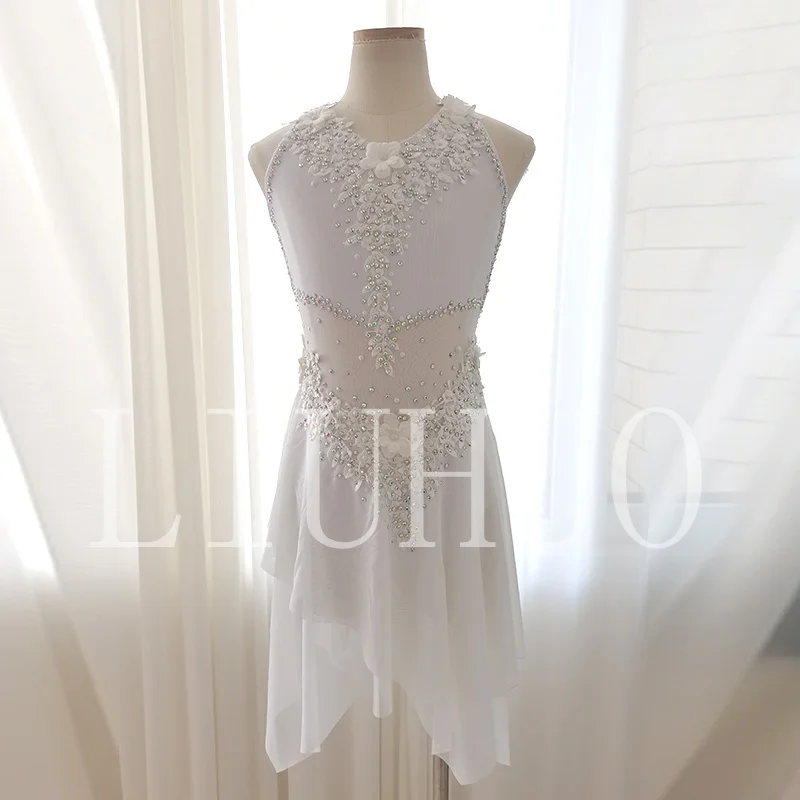 LIUHUO White Lyrical Dancing Dress for Performance Color Pole Skirt Factory Customize