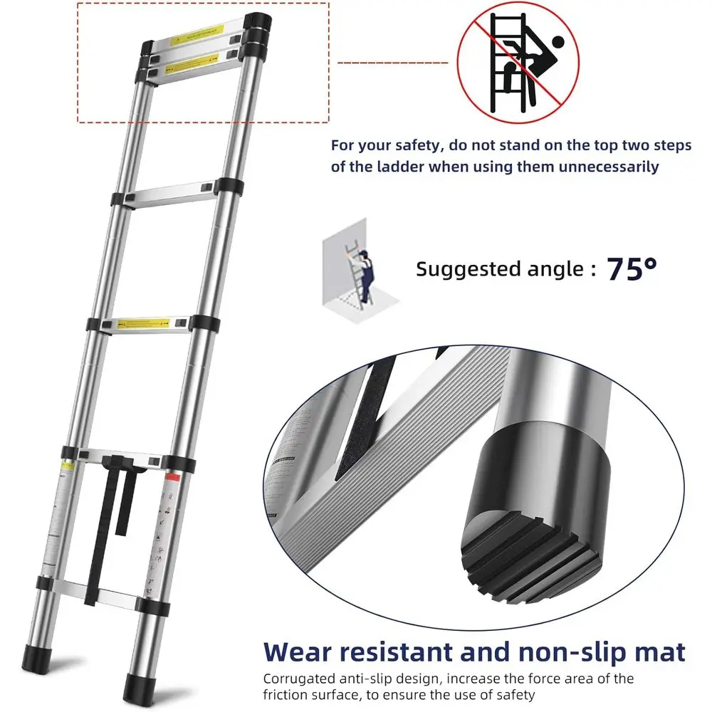 Collapsible Ladders, Telescoping for Home, RV, Attic, Daily Use, Supports 330 lbs