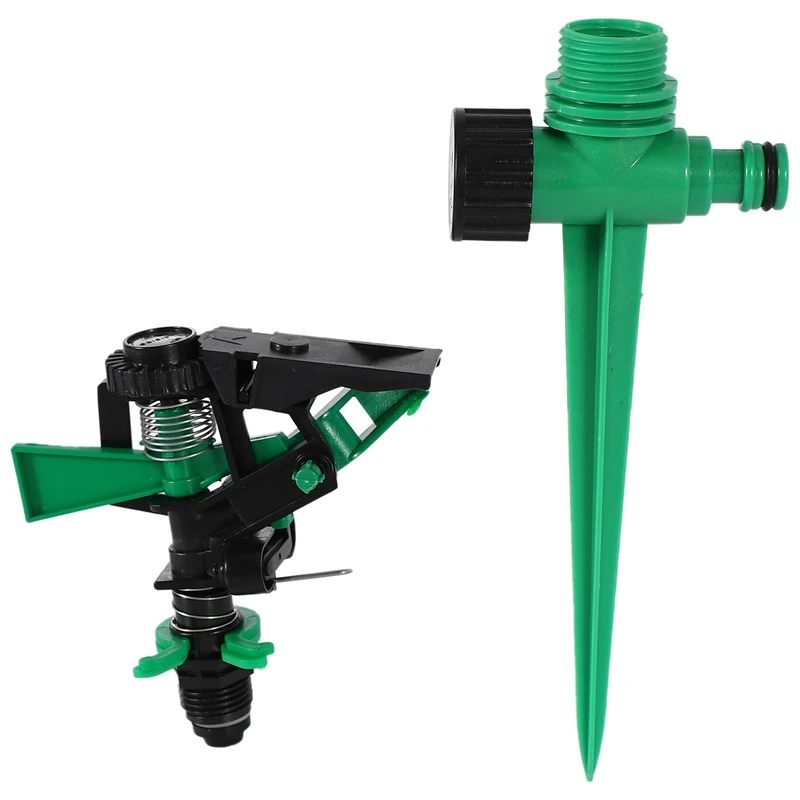 360 Rotating Water Sprinkle Garden Lawn Impulse Nozzle Watering Tool Pin Pulse Type Abs+Pp Hight Pressure Long Range