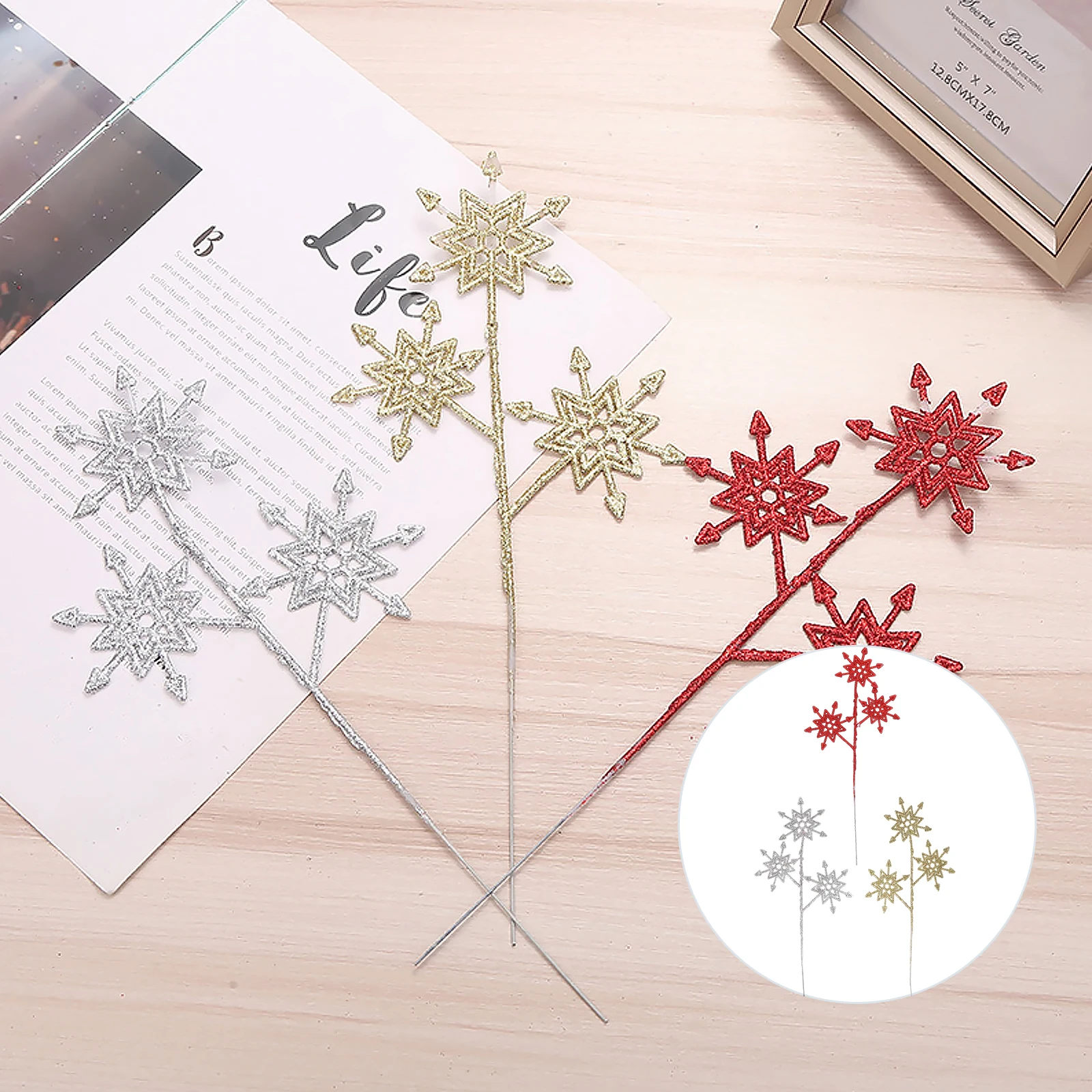 

10 Pcs Flash Simulation Leaves Xmas Tree Glitter Christmas Decorations Props Ornaments Manual Simulated Leaf Decors Exquisite