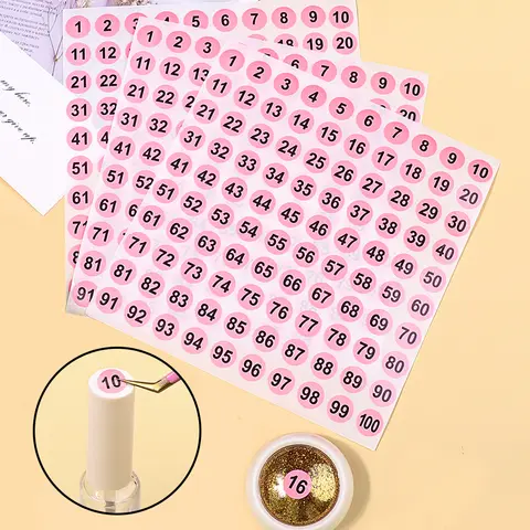 2 sztuk/partia wodoodporna różowa naklejka z numerem etykieta na lakier do paznokci kolorowy lakier żelowy znakowanie cyfrowa naklejka na etykiety narzędzie do Manicure