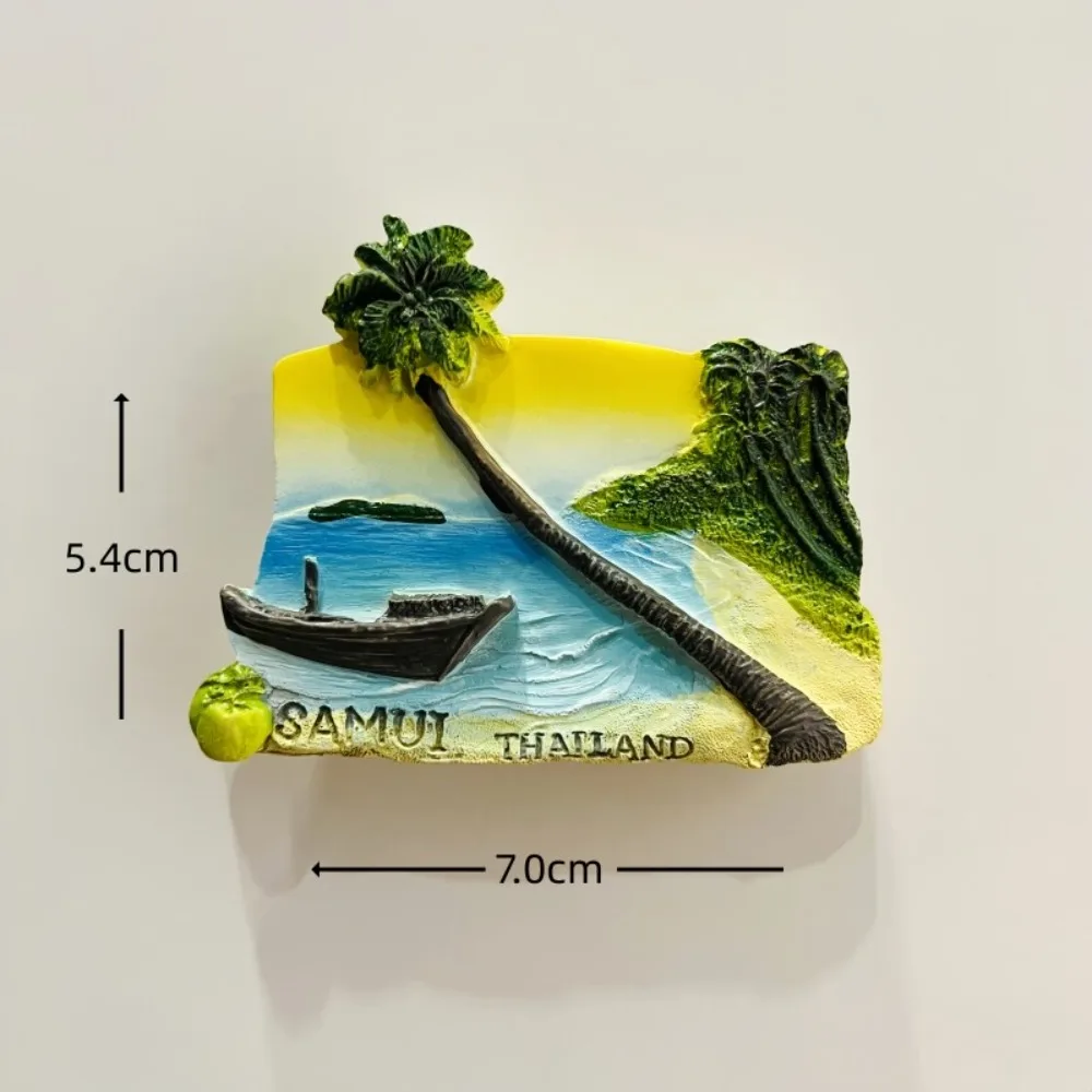Thailand Souvenir Fridge Magnet Vol.2, 3D Hand-Painted Resin Decor, Perfect Travel Gift From Bangkok/Koh Samui/Koh Krabi Scenic