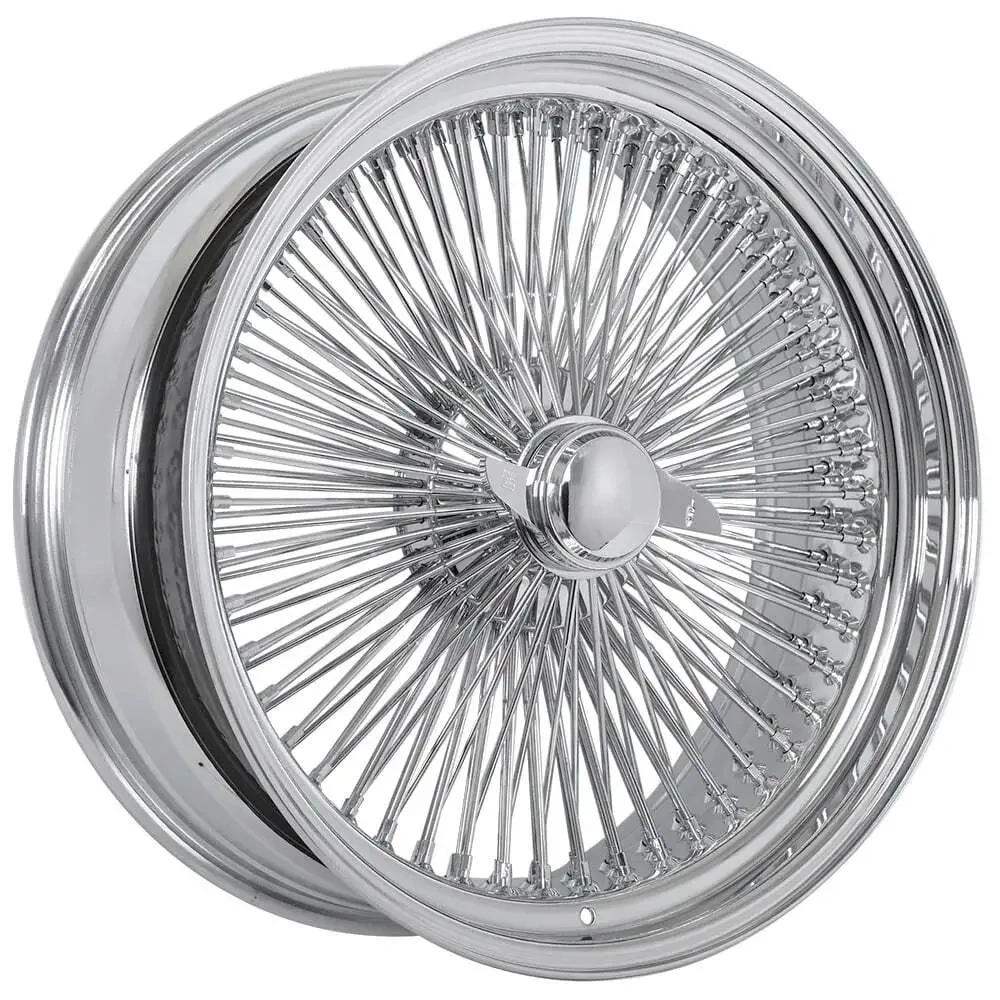 

20x8" LA Wire Wheels Reverse 150 Spoke Straight Lace Chrome Rims