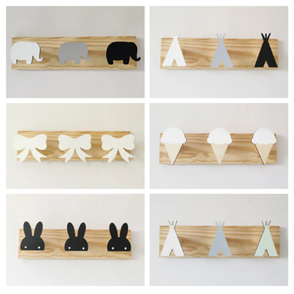 Creative Home Three Rows Hook Children's Room Creative Hook Clothes Hanging Soft Decoration Princess Room Wall Decoration