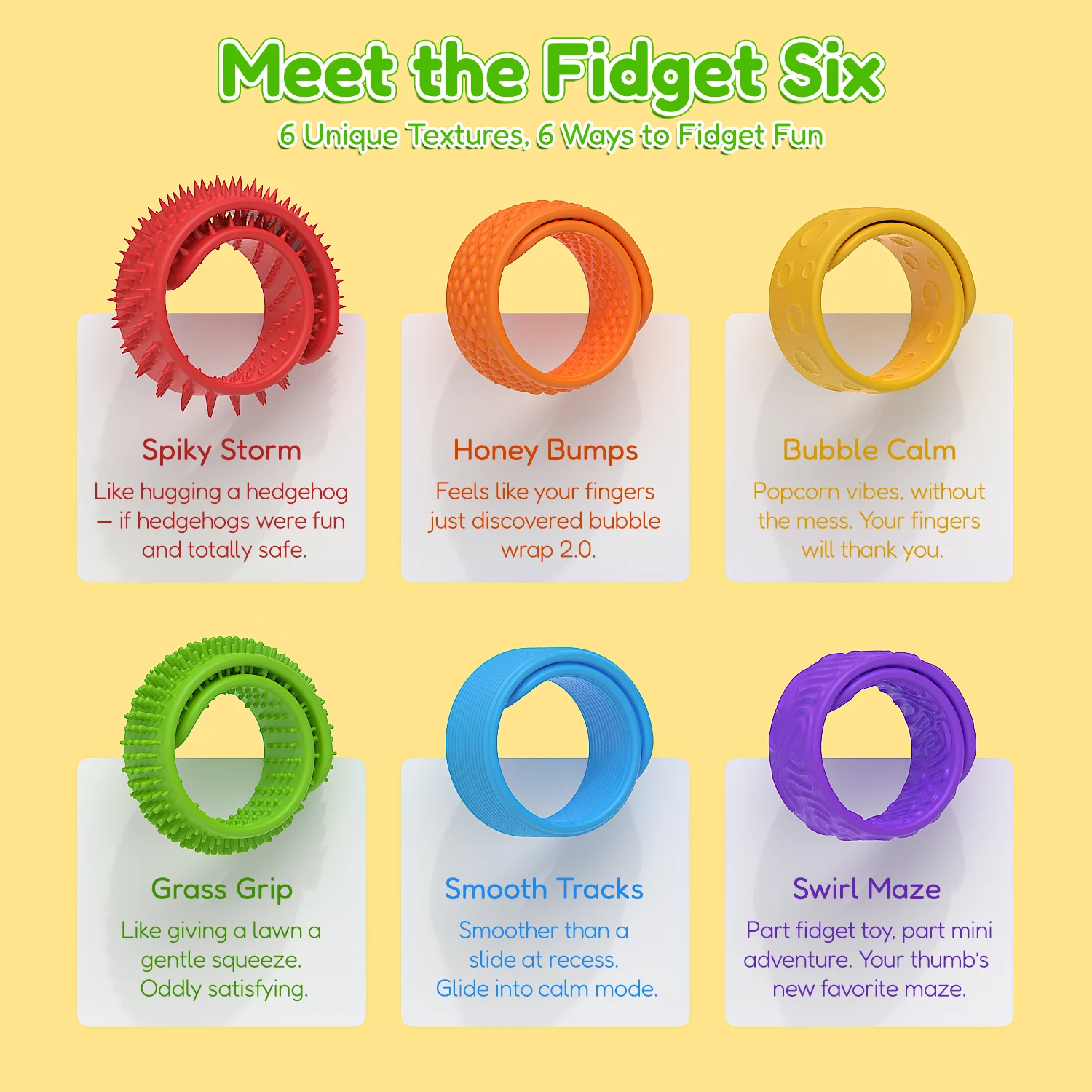 Bracciale sensoriale schiaffo Giocattoli agitati, Giocattolo antistress in silicone per bambini Bambini ADHD Autismo Calmante Antistress Ansità Confezione da 6