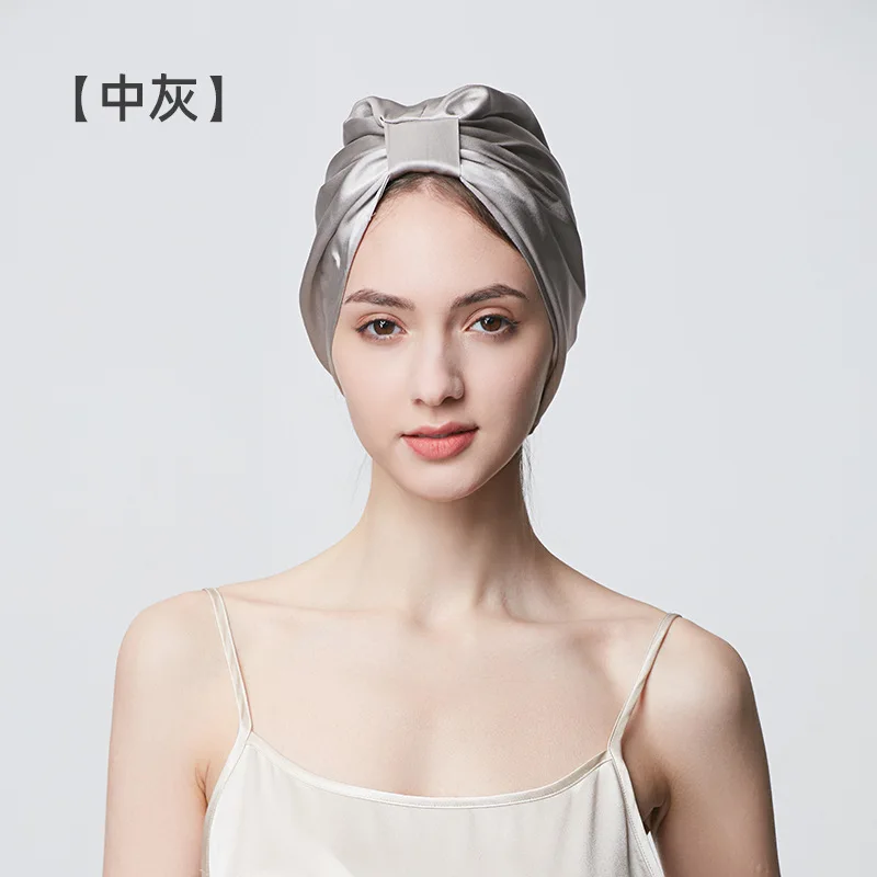 BirdTree, 19MM 100%Real Silk Thick Hair Cap, Women Solid Sleeping Cap, Anti Frizzy Hair Care Home Bathcap, 2024 Summer A43002QC