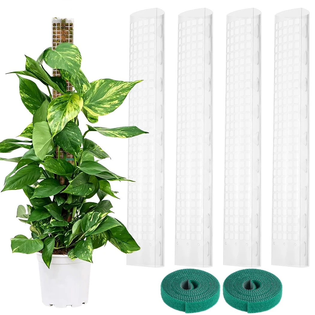 4Pcs Plastic Moss Poles 24in Clear Sphagnum Moss Sticks For Climbing Plants Stackable Hollow Plant Supports Plant Moss Poles