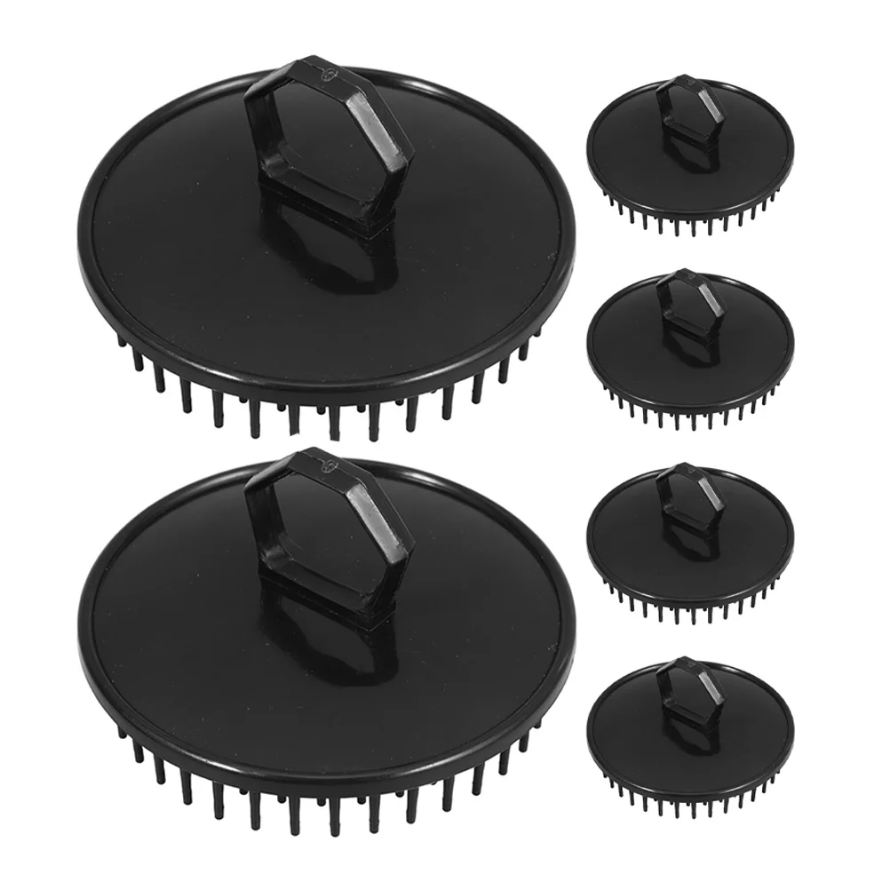 6개입 원형 두피 마사지 샴푸 브러시 헤어 각질 제거 딥 클렌징 샤워 스크러버 헤드 마사지 도구 남녀 공용