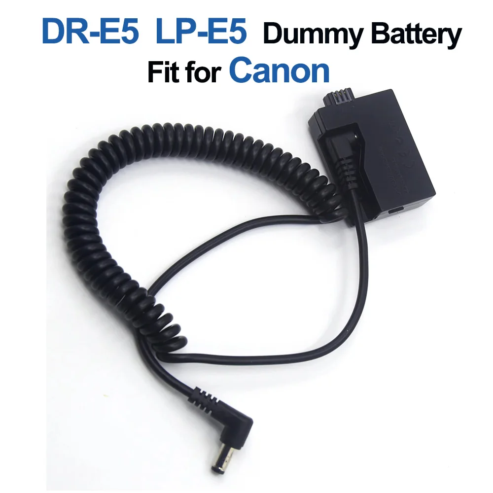 

LP-E5 LPE5 Dummy Battery with Spring Cable DR-E5 Coupler Fit for Canon EOS Rebel XSi XS 450D 500D 1000D Kiss F X2 X3 T1i Camera