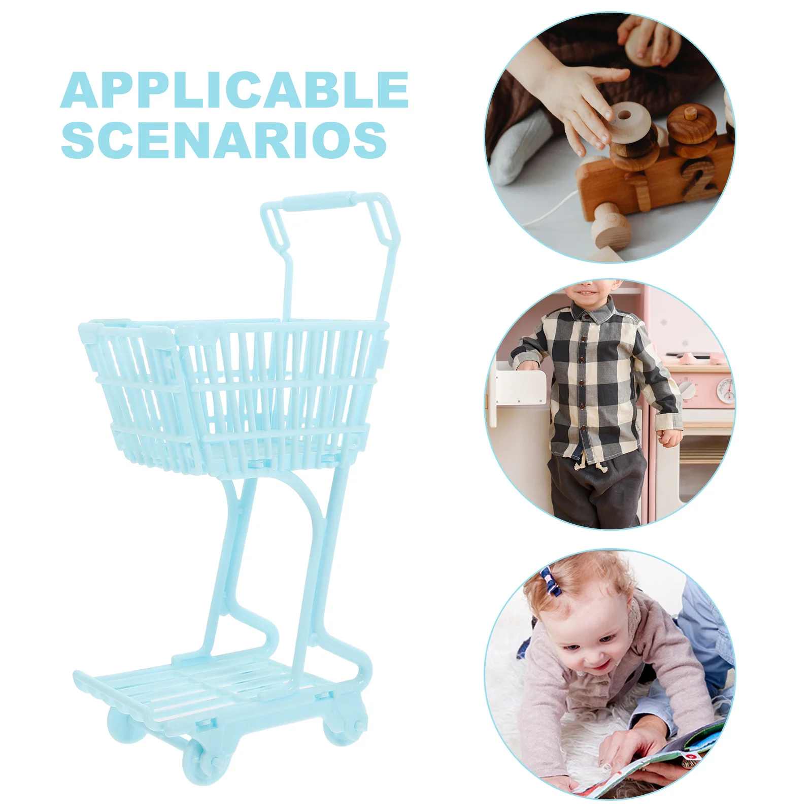Hohopeti Mini-winkelwagentje Compacte kruidenierswinkelwagen Sky Plastic mand voor kinderwinkel Rollenspel Stand Cover