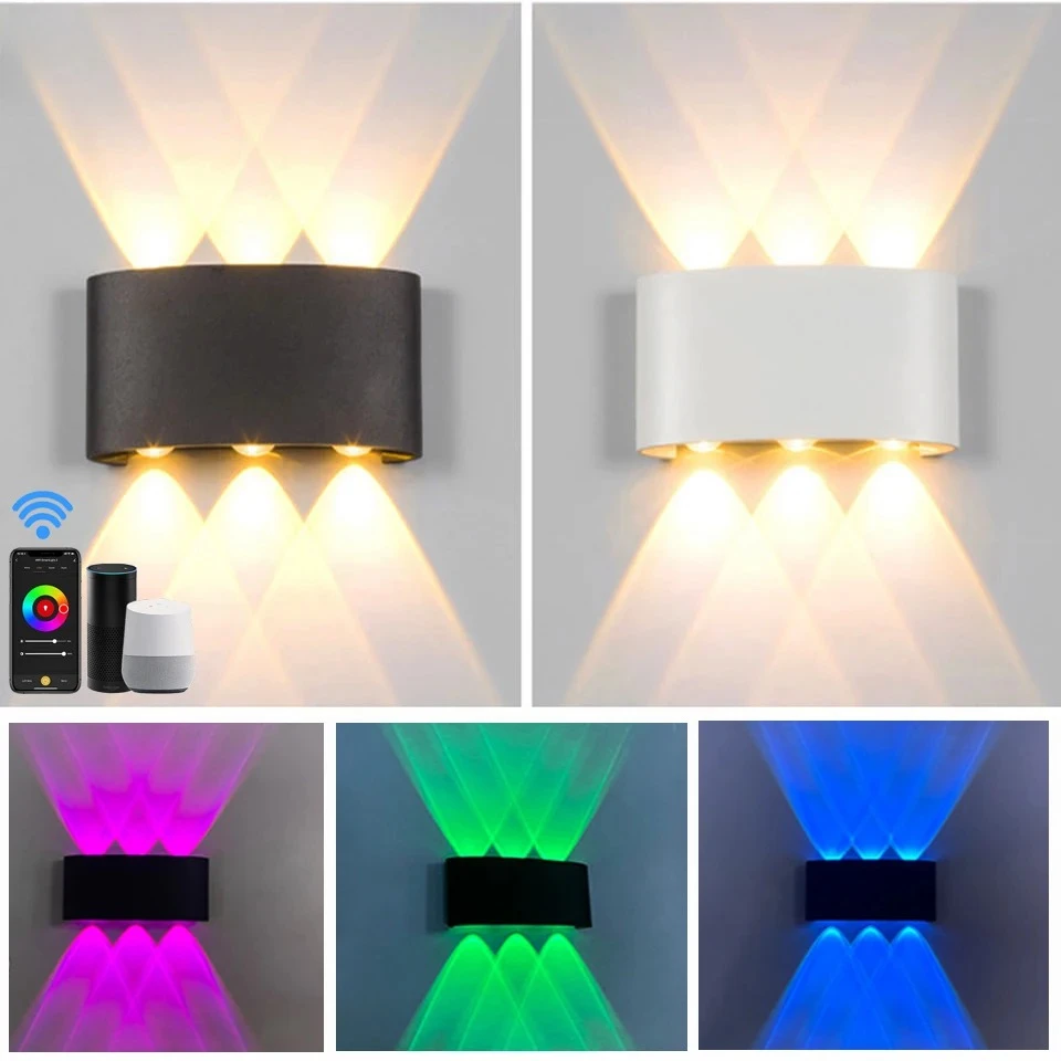 Smart RGB Outdoor Light,2700K-6500K Ambience Wall Sconce Color Changing,WiFi App Control Up Down Lights