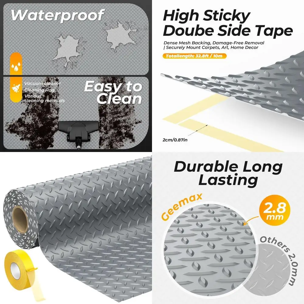 

Thick 2.8mm Rubber Garage Flooring Roll, 7.8x18ft, Suitable for Cars, SUVs, and Sports Cars