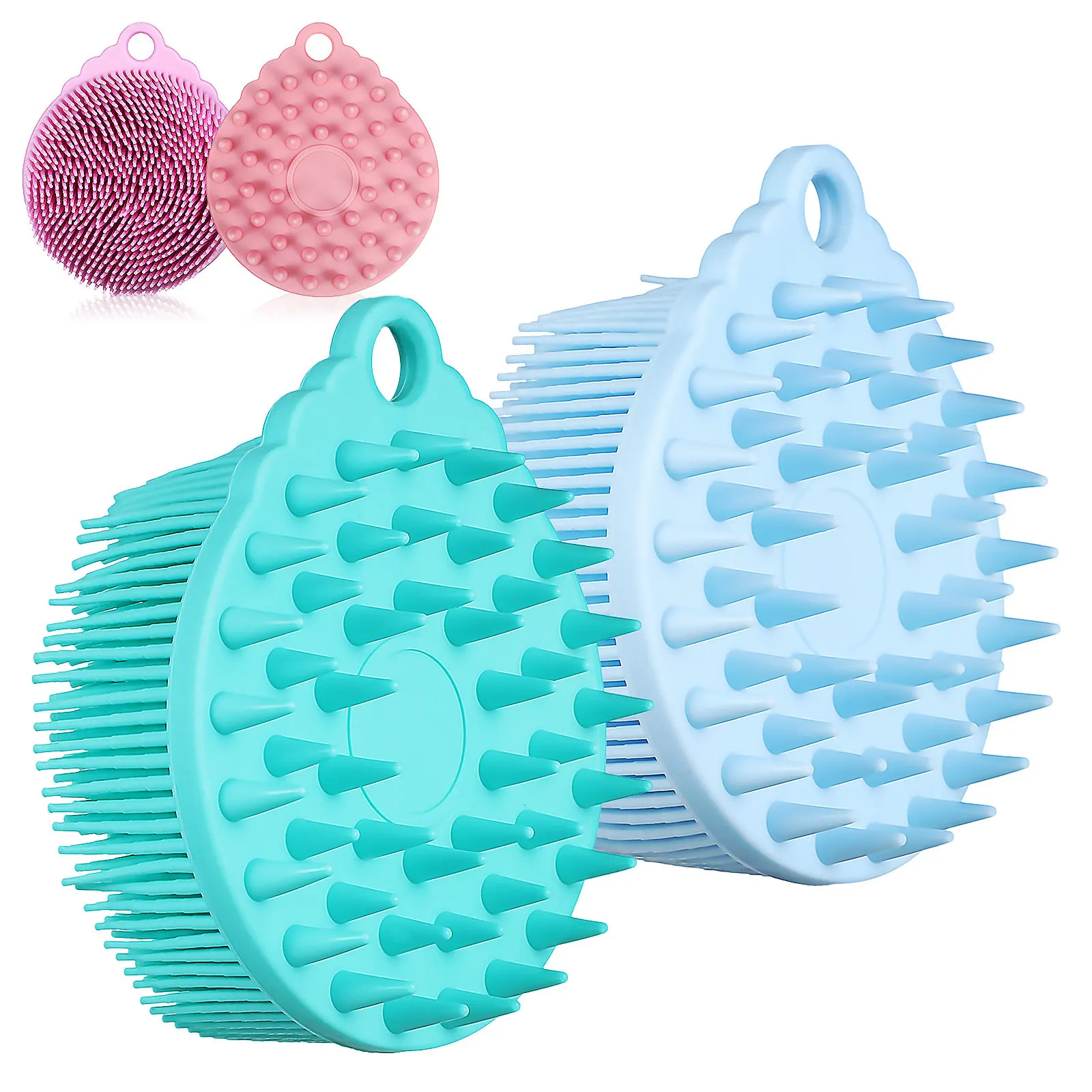 

4Pcs Silicone Bath Brush Set 4 Colors Double Sided Fine Coarse Bristles Body Scrubber Shower Exfoliating Massage Scalp Bath