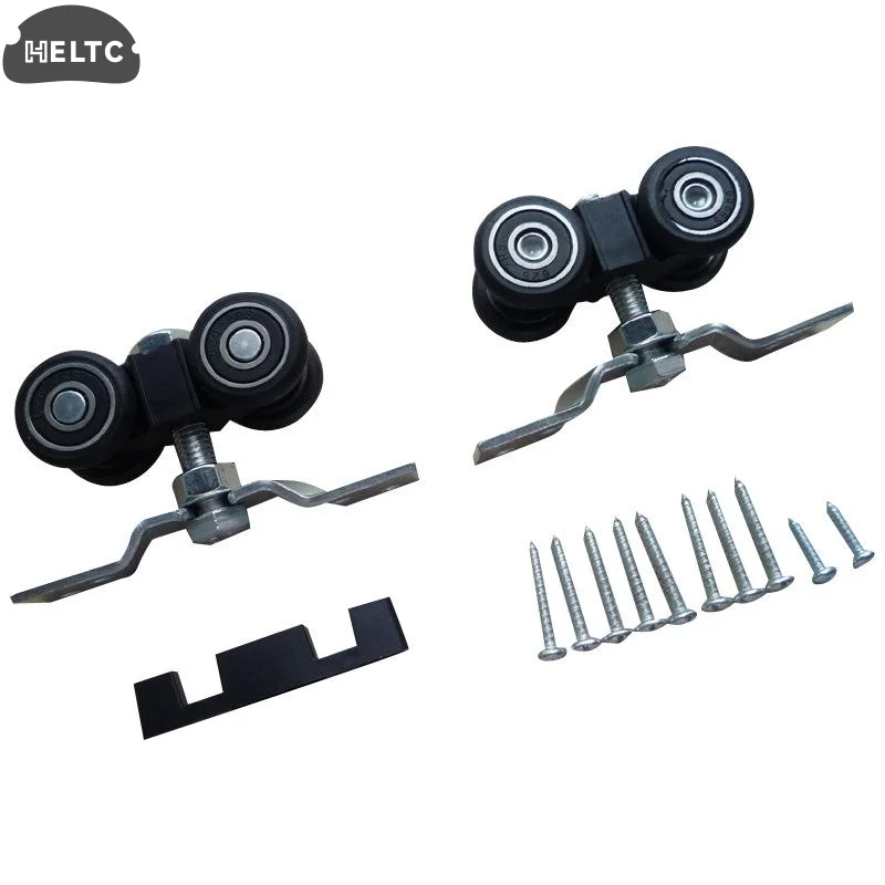 1 Set Hardware For Home Use Solid Wood Sliding Door Track Pulley Kit With Easy To Install Buffer Hanging Wheels