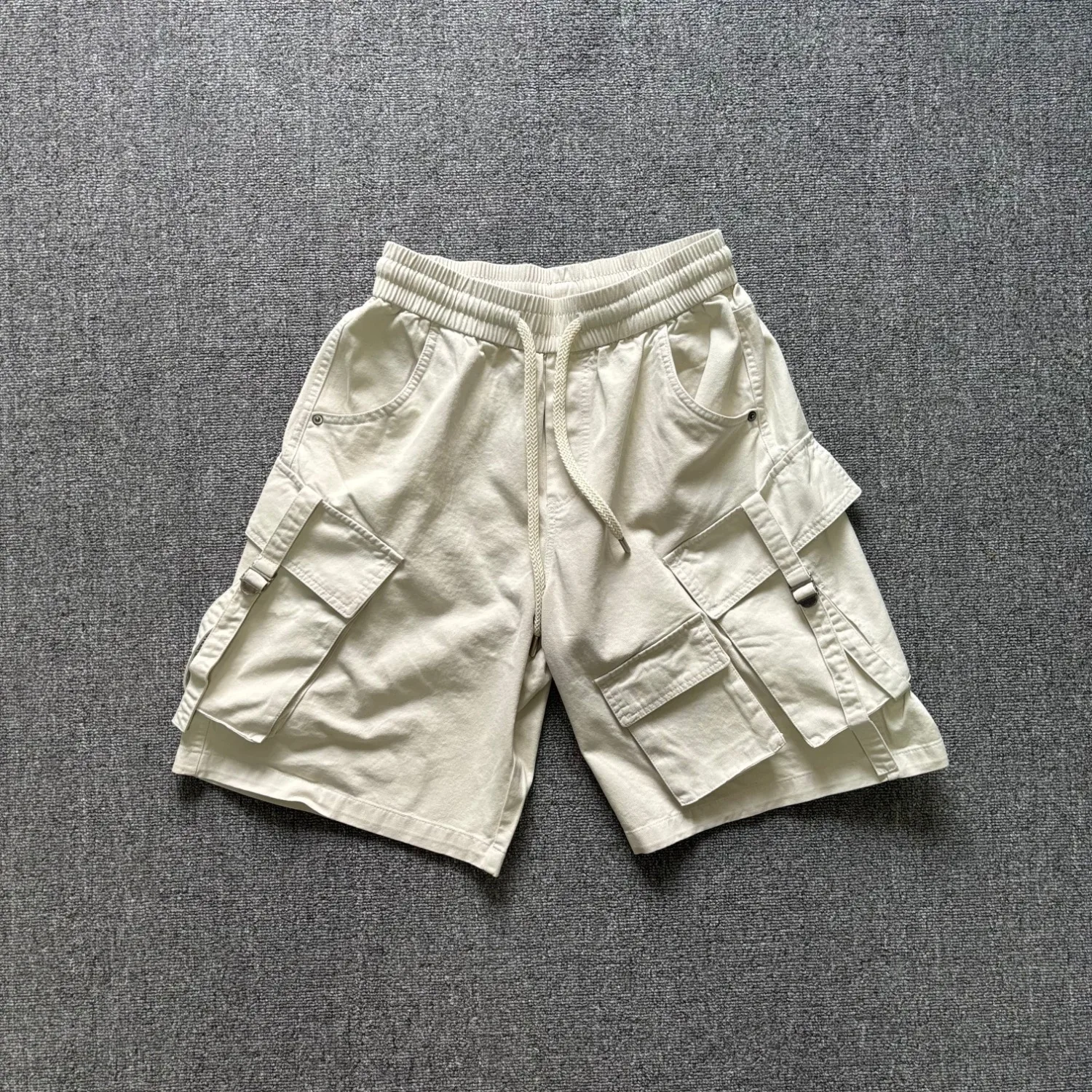 Men's heavyweight multi-pocket cargo shorts summer loose straight casual casual pants washed wear-resistant sports pants