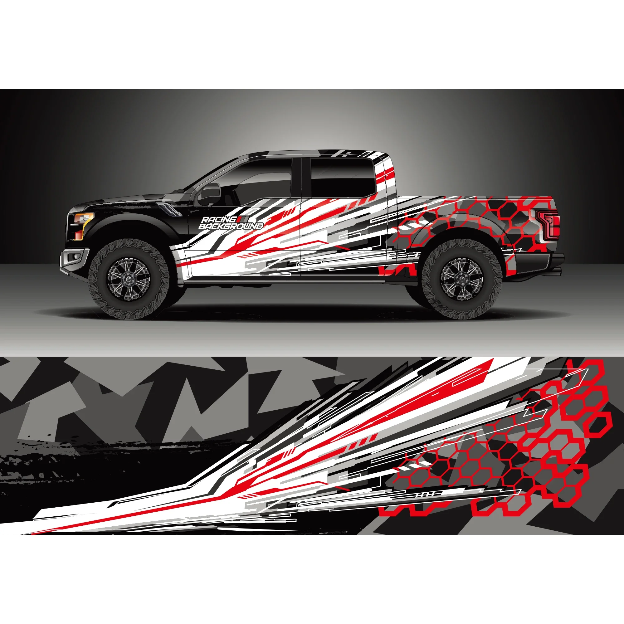 

Pickup Car Stickers Car Full Wrap Sticker Car Decal Decorative Cut Body Racing Graphic Decal Vinyl Wrap Modern Design Red Retro