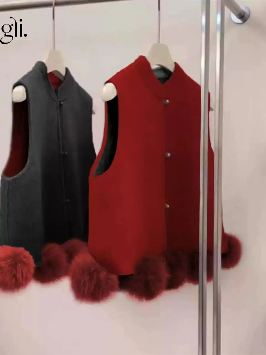 

Red Chinese Sle Children's Coat for Baby Girls New Year Visiting Clothes Thiened Woolen Fabric Winter Season