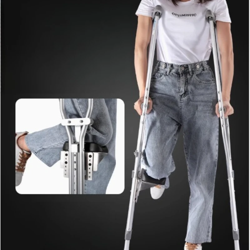Aluminum Crutches Adjustable Walking Aid Lightweight Support with Non Slip Base for Injury Recovery Elderly Rehabilitation