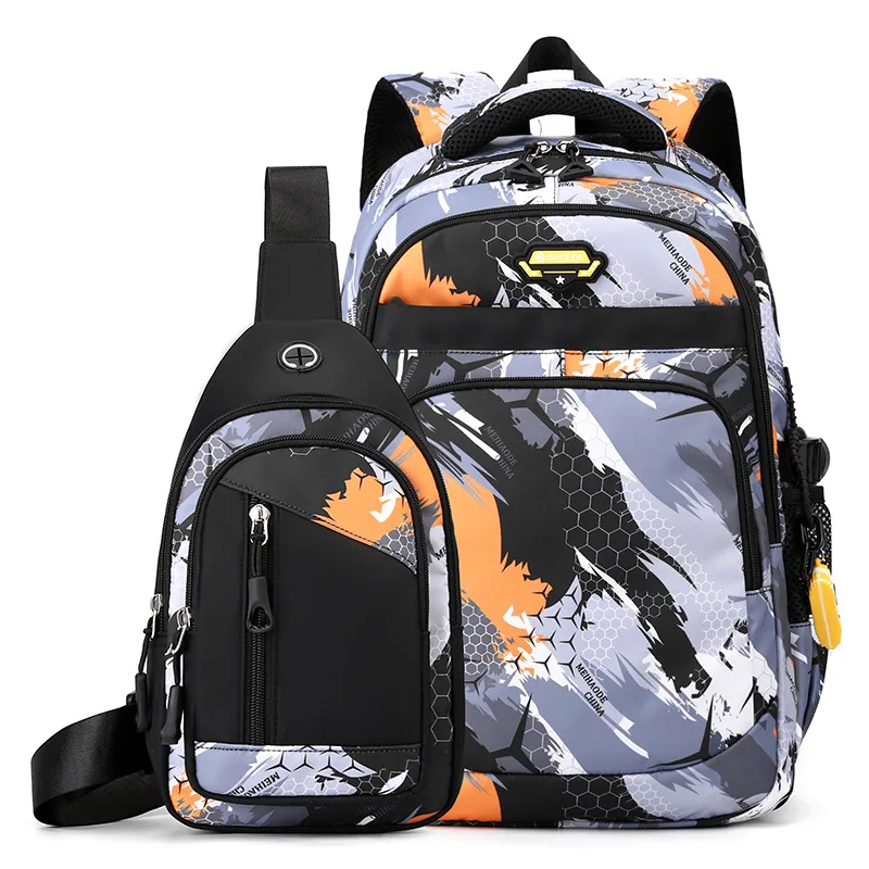 2PCS SET Football Printing Cool Backpacks With Chest Bag Capacity Rucksack Girl Boys Simple Bags High School Schoolbag Mochilas