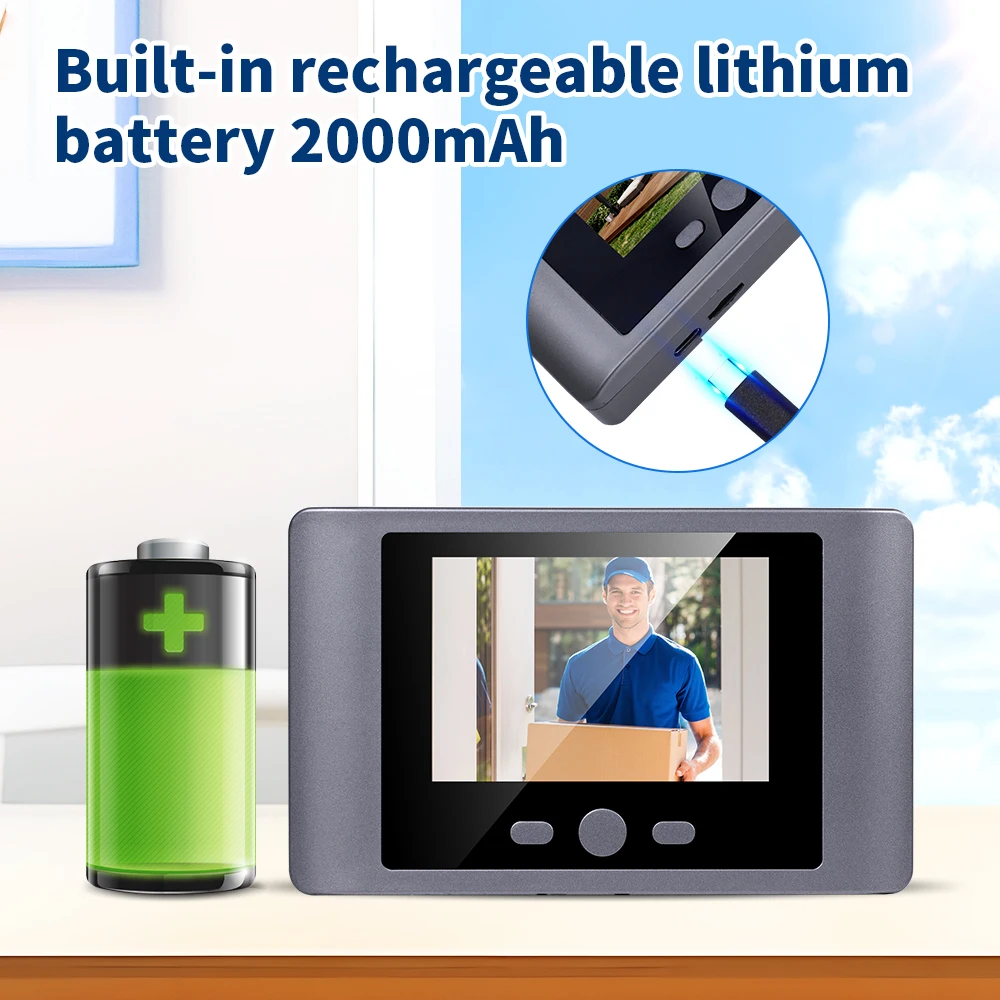 Imagem -04 - Wireless Home Security Peephole Video Campainhas Porta Digital Câmera Suporte Mic Gravação de Vídeo sem App sem Wifi 480p