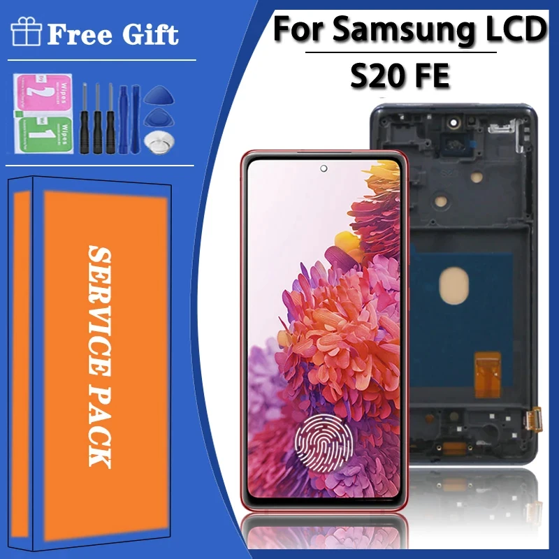 

Super AMOLED For Samsung S20 FE S20 Fan Editio G780 LCD Touch Digitizer For Samsung S20FE 5G G781 S20 Lite Display Frame