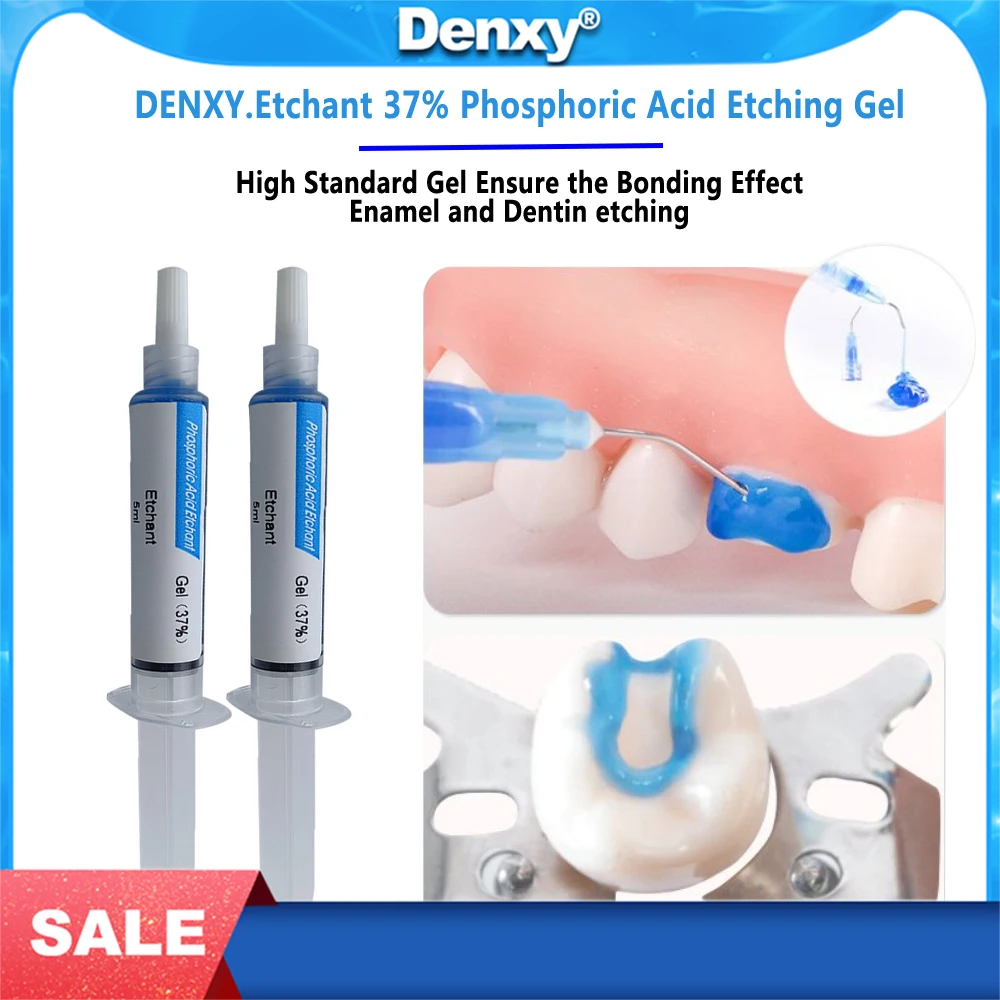 

Denxy Etchant 5 pcs/Lot Dental 37% Phosphoric Acid Etching Gel Orthodontic Material for Dentist Enamel and Dentin Etching