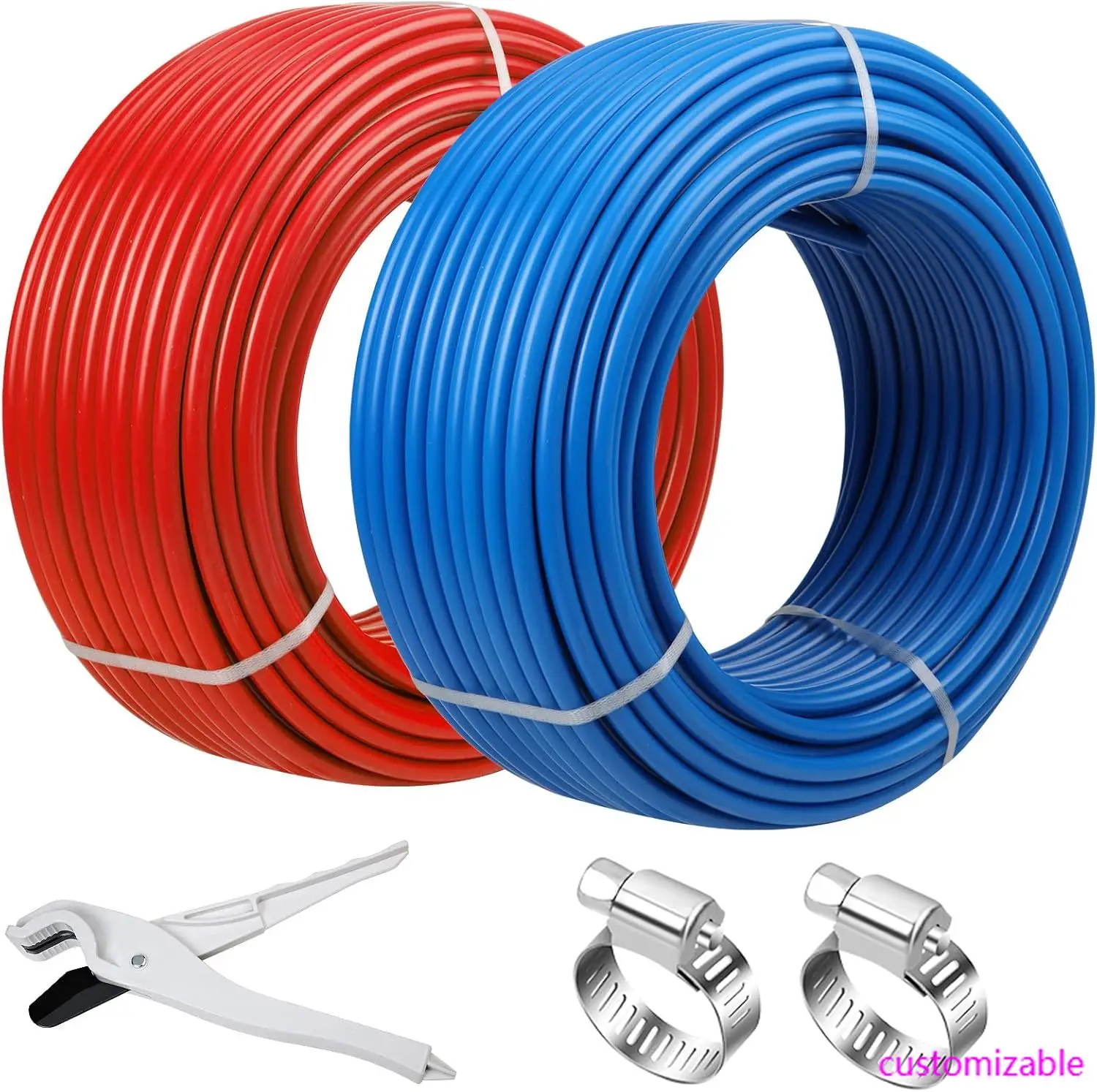 Tubo PEX de 1/2 pulgada, 100 pies, 2 rollos, tubo PEX EVOH PEX-B, barrera sin oxígeno, duradera, a prueba de fugas, Flexible para residencial