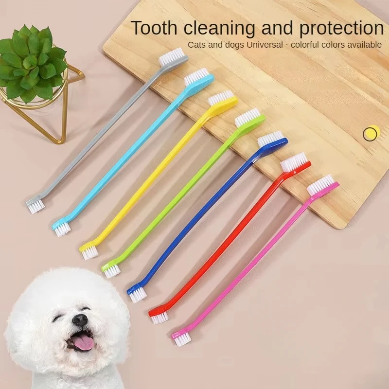 

20pcs/30pcs Long Handle Pet Toothbrush Double-head Dog Toothbrushes Oral Care Dog Teeth Cleaning Soft Hair Cat Toothbrush