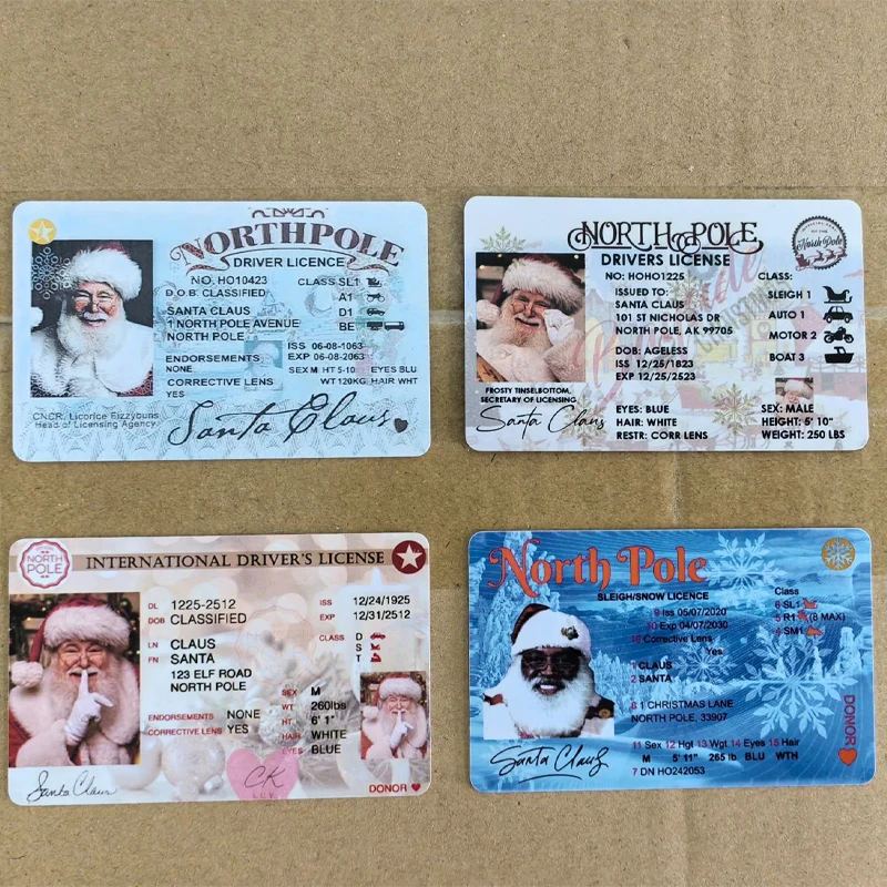 

5pcs Santa Claus Flying Licence Cards Christmas Eve Driving Licences Xmas Gift For Children Kids New Year Party Favors Supply