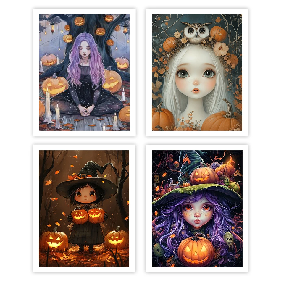 

GATYZTORY Painting By Numbers Diy Oil Halloween Abstract Cartoon Girl Portrait Painting Picture Drawing festival gift Watercolor