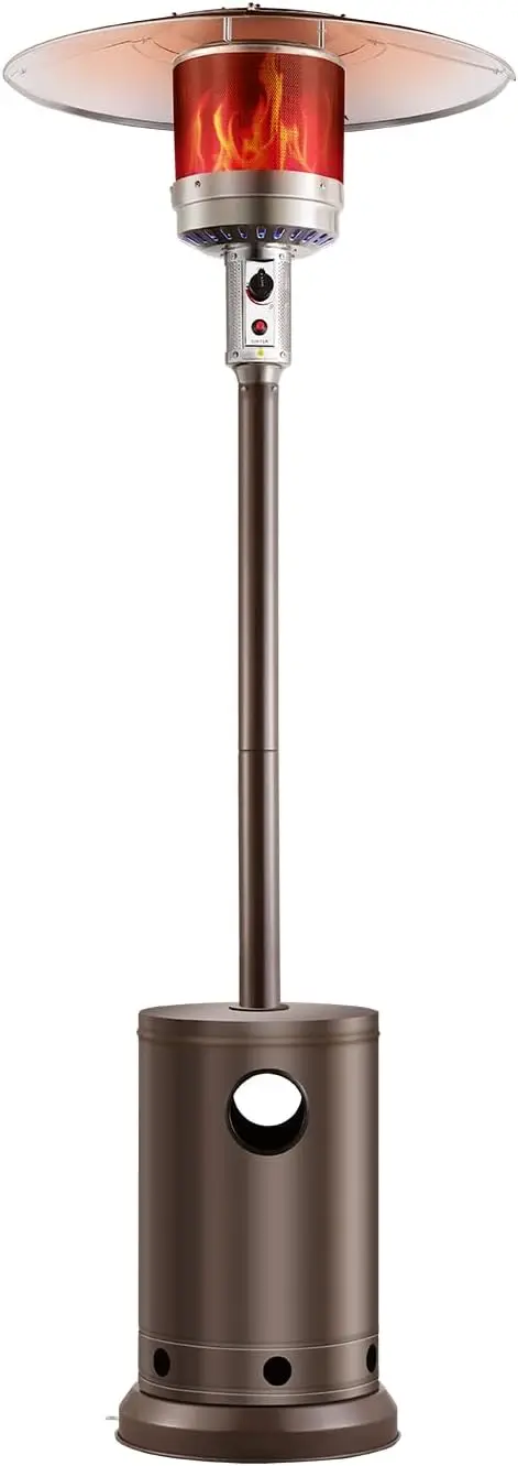 50000BTU Propane Patio Heater for Outdoor Use, Tall Hammered With Round Table Design, Metal Burner and Wheels, Fixed Flame Heate
