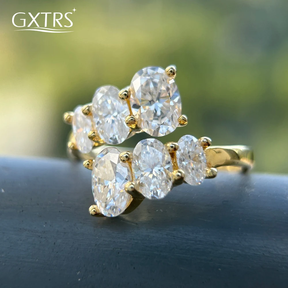 

GXTRS 3.6CTTW Oval Cut Full Moissanite Rings For Women 925 Sterling Silver Certified Lab Diamond Wedding Band 18K Plated Jewelry